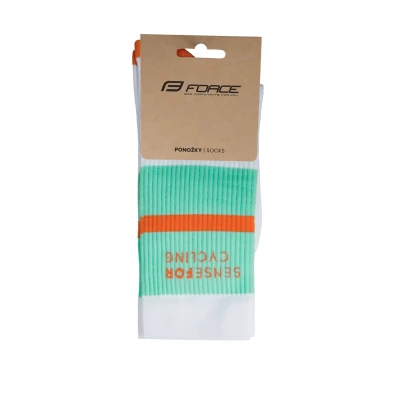 Force Ponožky STRIPE dlouhé bílo tyrkysové