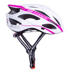 Force BULL bílo-růžová dámská cyklistická přilba