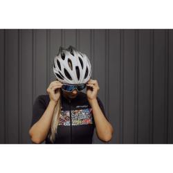 Force BULL HUE bílo-černá cyklistická přilba