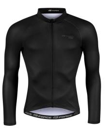 Force PURE černý cyklistický dres - dlouhý rukáv + Force ACTION černé cyklokraťasy