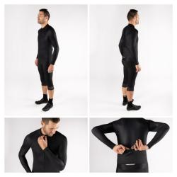 Force PURE černý cyklistický dres - dlouhý rukáv + Force ACTION černé cyklokraťasy