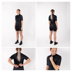 Force PURE černý dámský cyklistický dres + Force MINI černo-růžové cyklokraťasy
