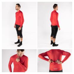 Force PURE červený cyklodres - dlouhý rukáv + Force STRIPE černo-červené cyklokraťasy