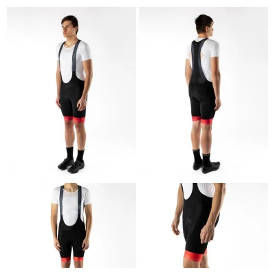 Force PURE červený cyklodres - dlouhý rukáv + Force STRIPE černo-červené cyklokraťasy