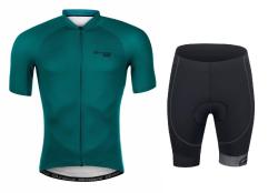 Force PURE petrolejový cyklodres - kr. rukáv + Force B21 EASY černé cyklokraťasy