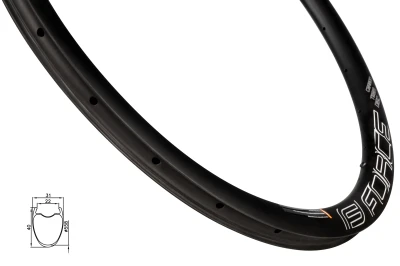 Force Ráfek GRAVEL plášťový KARBON 40mm, 24děr