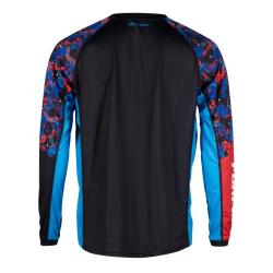 Force RECKLESS černo-červeno-modrý mtb dres - dl. rukáv + Force BLADE MTB červené šortky