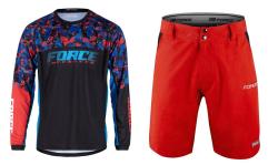 Force RECKLESS černo-červeno-modrý mtb dres - dl. rukáv + Force BLADE MTB červené šortky Force RECKLESS černo-červeno-modrý mtb dres - dl. rukáv + Force BLADE MTB červené šortky