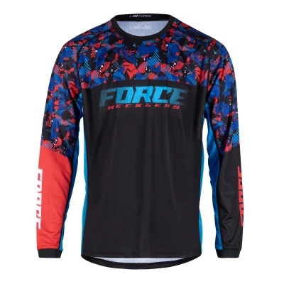 Force RECKLESS černo-červeno-modrý mtb dres - dl. rukáv POUZE XL (VÝPRODEJ)