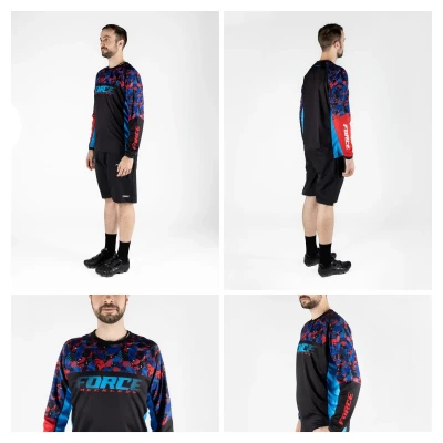 Force RECKLESS černo-červeno-modrý mtb dres - dl. rukáv POUZE XL (VÝPRODEJ)