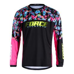 Force RECKLESS černo-růžovo-fluo mtb dres + Force STORM černo-růžové cyklokraťasy