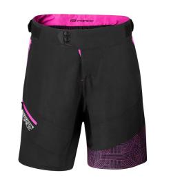 Force RECKLESS černo-růžovo-fluo mtb dres + Force STORM černo-růžové cyklokraťasy