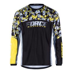 Force RECKLESS černo-žluto-šedý mtb dres - dl. rukáv + Force STORM šedo-fluo cyklokraťasy