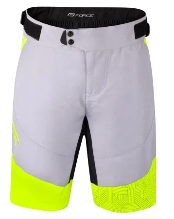 Force RECKLESS černo-žluto-šedý mtb dres - dl. rukáv + Force STORM šedo-fluo cyklokraťasy