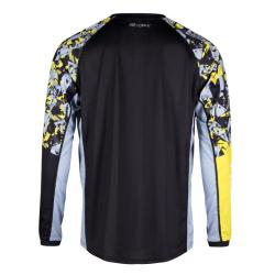 Force RECKLESS černo-žluto-šedý mtb dres - dl. rukáv + Force STORM šedo-fluo cyklokraťasy
