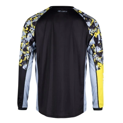 Force RECKLESS černo-žluto-šedý mtb dres - dl. rukáv + Force STORM šedo-fluo cyklokraťasy