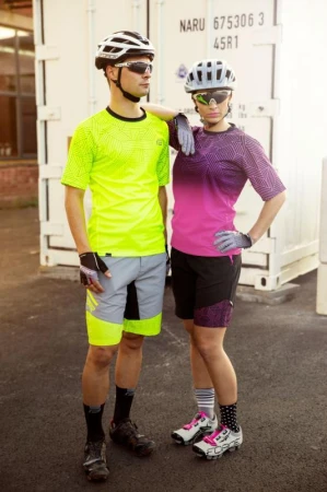 Force RECKLESS černo-žluto-šedý mtb dres - dl. rukáv + Force STORM šedo-fluo cyklokraťasy