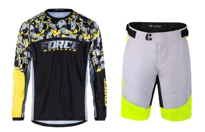 Force RECKLESS černo-žluto-šedý mtb dres - dl. rukáv + Force STORM šedo-fluo cyklokraťasy Force RECKLESS černo-žluto-šedý mtb dres - dl. rukáv + Force STORM šedo-fluo cyklokraťasy