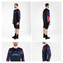 Force RECKLESS čierno-červeno-modrý mtb dres - dl. rukáv