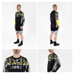 Force RECKLESS čierno-žlto-šedý mtb dres - dl. rukáv