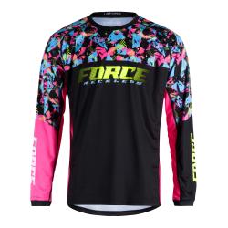 Force RECKLESS černo-růžovo-fluo mtb dres - dl. rukáv