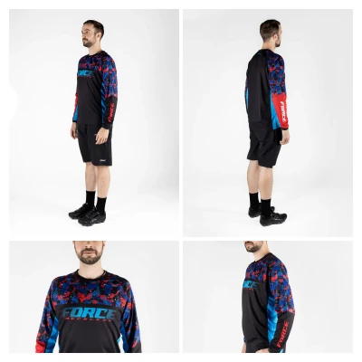 Force RECKLESS černo-červeno-modrý mtb dres - dl. rukáv