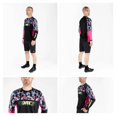 Force RECKLESS černo-růžovo-fluo mtb dres - dl. rukáv