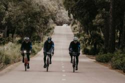 Force RIDGE černo-modrý cyklistický dres - dlouhý rukáv + Force STRIPE černo-modré cyklokraťasy