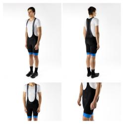 Force RIDGE černo-modrý cyklistický dres - dlouhý rukáv + Force STRIPE černo-modré cyklokraťasy