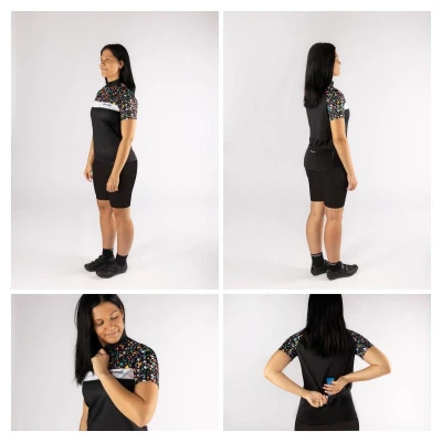 Force ROCK LADY černý cyklistický dres + Force MINI černo-růžové cyklokraťasy