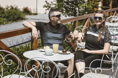 Force ROCK LADY černý cyklistický dres + Force MINI černo-růžové cyklokraťasy