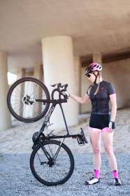 Force ROCK LADY černý cyklistický dres + Force MINI černo-růžové cyklokraťasy