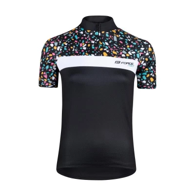 Force ROCK LADY černý dámský cyklistický dres -kr. rukáv POUZE S (VÝPRODEJ)