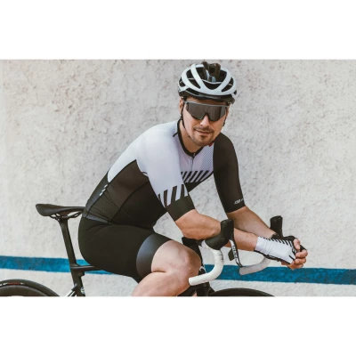 Force LINE bílo-černé cyklorukavice bez zapínání