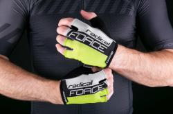 Force RADICAL fluo-bielo-čierne cyklistické rukavice