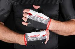 Force RADICA čierno-bielo-červené cyklistické rukavice
