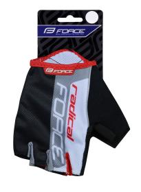 Force RADICA čierno-bielo-červené cyklistické rukavice