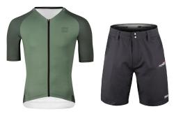 Force SCRIPT zelený cyklodres - kr. rukáv + Force BLADE MTB černé cyklokraťasy