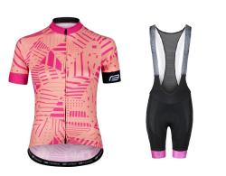 Force SHARD LADY marhuľový cyklodres  + Force STRIPE LADY čierno-ružové cyklokraťasy