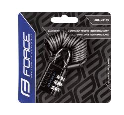Force SMALL 2 spirálový kódový 120cm/3mm, černý zámek