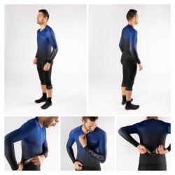 Force SMOOTH modro-černý cyklodres - dlouhý rukáv + Force MAZE černé cyklokalhoty
