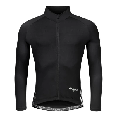 Force SPIKE černo-bílý cyklistický dres - dlouhý rukáv + Force SPIKE černo-bílé cyklokalhoty