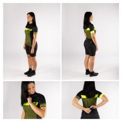 Force SPRAY LADY army-fluo cyklodres + Force CHARM LADY černé cyklokraťasy