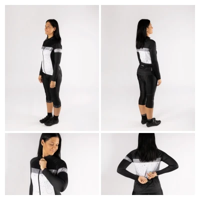 Force SPRAY LADY bílo-černý dámský cyklodres - dl. rukáv POUZE S (VÝPRODEJ)