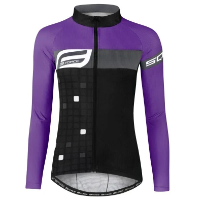 Force SQUARE černo-fialový dámský cyklistický dres - dl. rukáv
