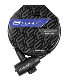 Force Zámek STRONG spirálový s držákem 180cm/12mm, črn