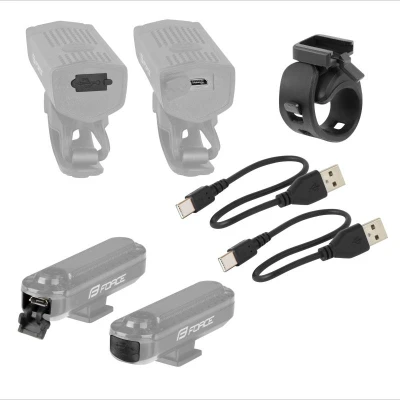 Force DOT USB přední+zadní sada světel