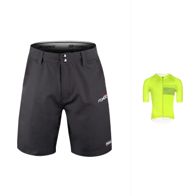 Force SWAY fluo cyklodres - kr. rukáv + Force BLADE MTB černé cyklokraťasy