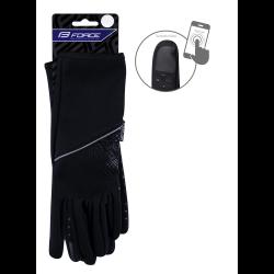 Force VISION čierne softshell cyklistické rukavice
