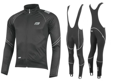 Force X70 šedo-černá cyklistická bunda + Force Z70 SOFTSHELL cyklokalhoty Force X70 šedo-černá cyklistická bunda + Force Z70 SOFTSHELL cyklokalhoty